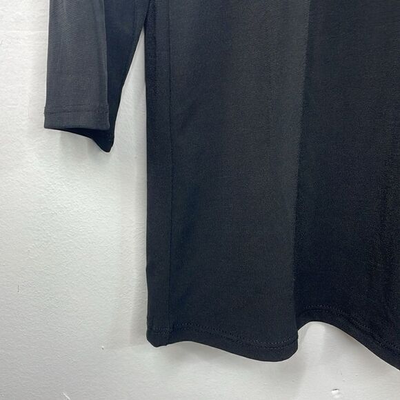 MOA MOA Black Rhinestone Neckline Blouse Cutout Neckline Glam Goth 3/4 Sleeve 1X - Picture 6 of 12